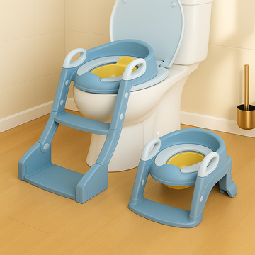 Kids Foldable Potty Trainer with Stylish Step Ladder( Light blue)