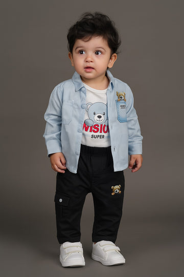 Kids Playsuit ( 3 Piece Blue Bear)