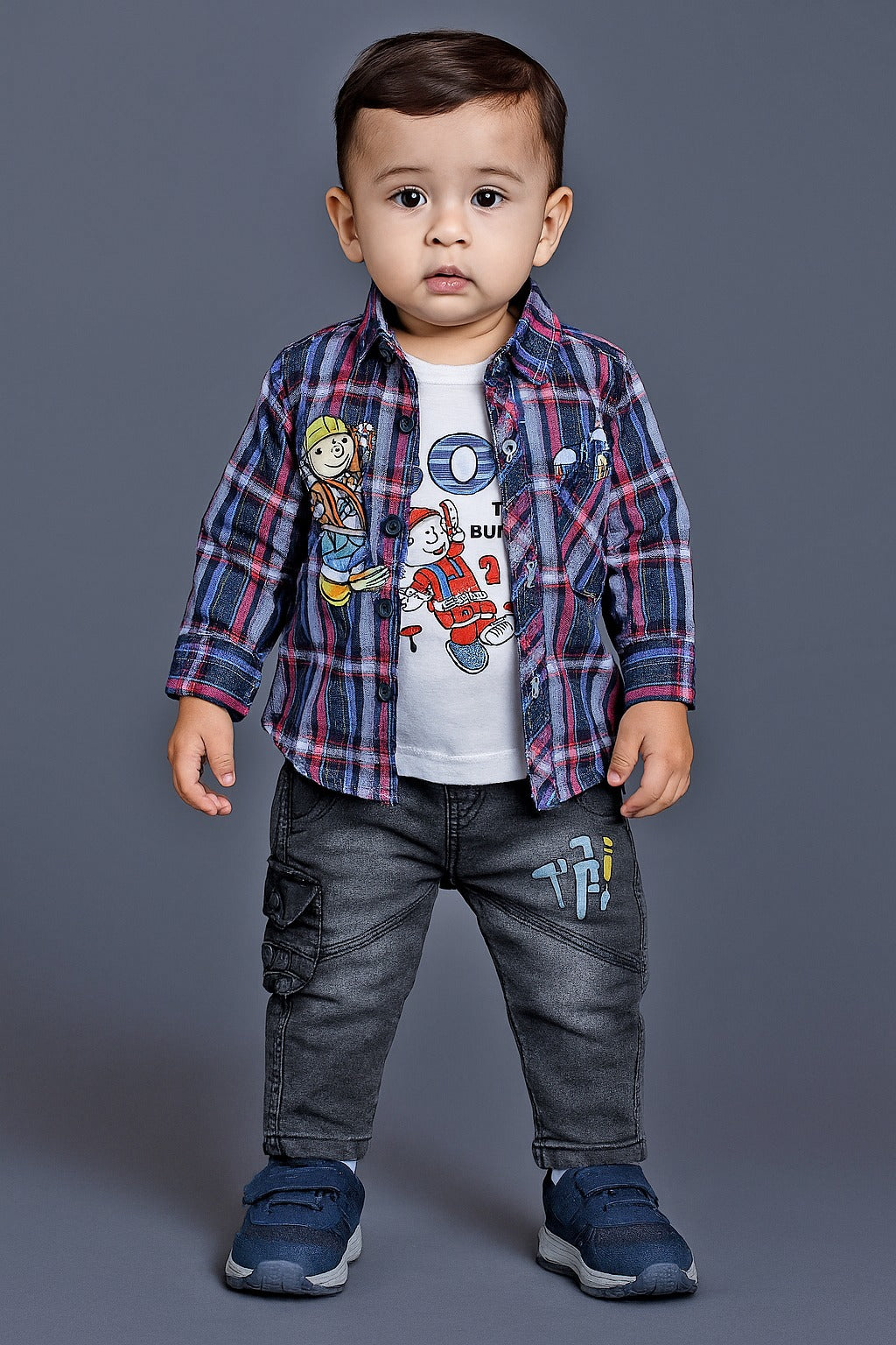 Kids Playsuit Set( 3 Piece Check)