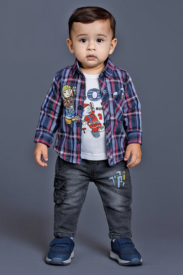 Kids Playsuit Set( 3 Piece Check)