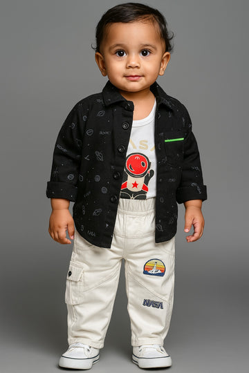 Kids Playsuit ( 3 Piece Black)