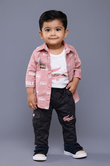 Kids Playsuit ( 3 Piece Pink/White)