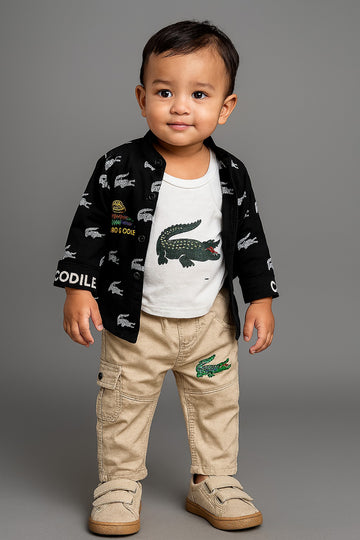Kids Playsuit ( 3 Piece Black/White)