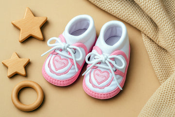 Newborn Baby Bootie Pink And White Heart