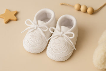 Newborn Booties White Heart