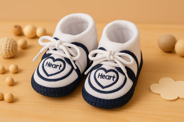 Newborn Booties Black and White Heart
