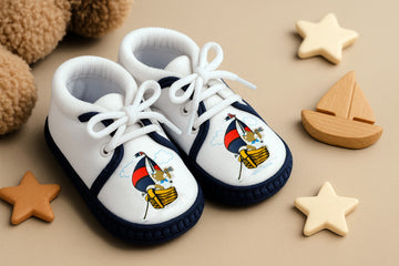Newborn Booties Blue and White