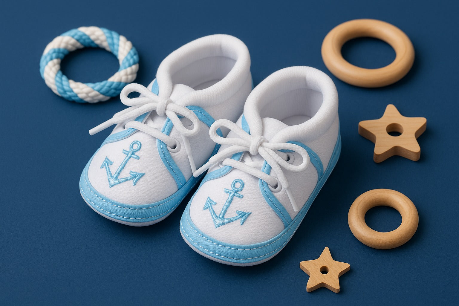 Newborn Booties Blue and White